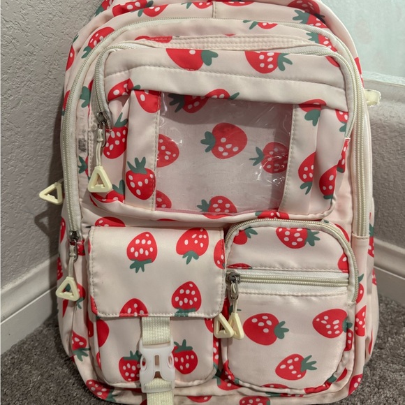 Strawberry Print Kids Backpack - Picture 1 of 6